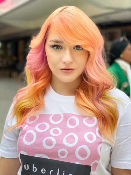 Uberliss colour-care pink orange hair curls 