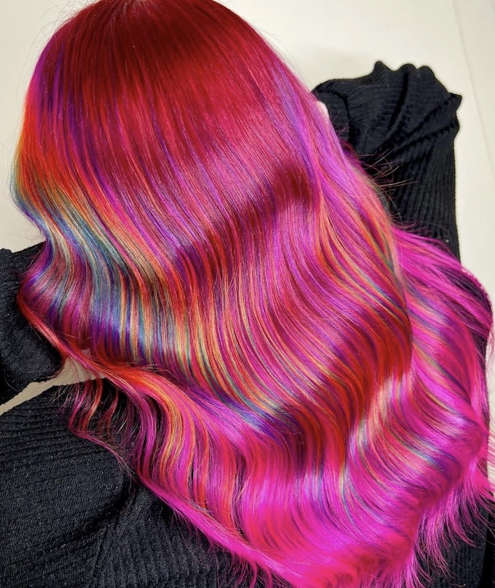 Vivid vision pink hair rainbow bold creative