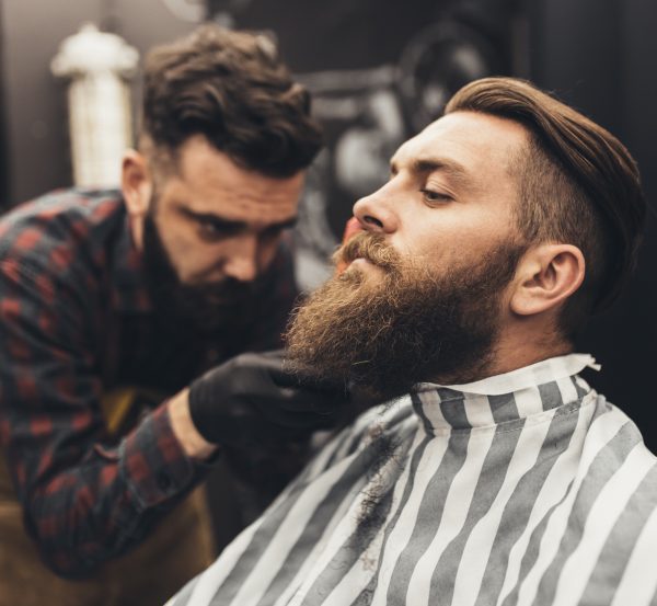 barber shop. Trendy and stylish beard styling and cut.